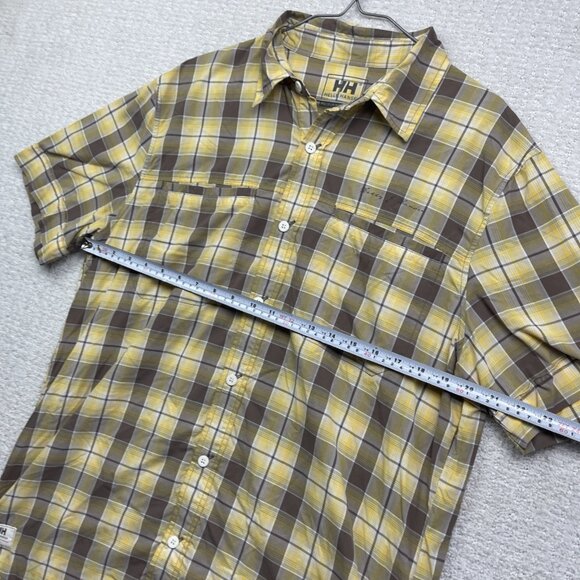 Helly Hansen Yellow Plaid Short Sleeve Button Up Shirt Men’s Size XL Outdoors - Picture 8 of 16